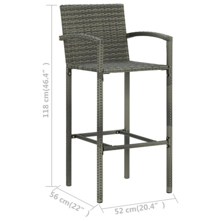 Ensemble de bar de jardin 5 pcs Gris