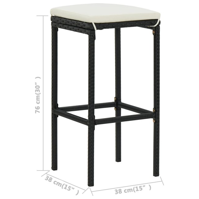 Ensemble de bar de jardin avec coussins 4 pcs Noir