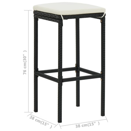 Ensemble de bar de jardin avec coussins 4 pcs Noir