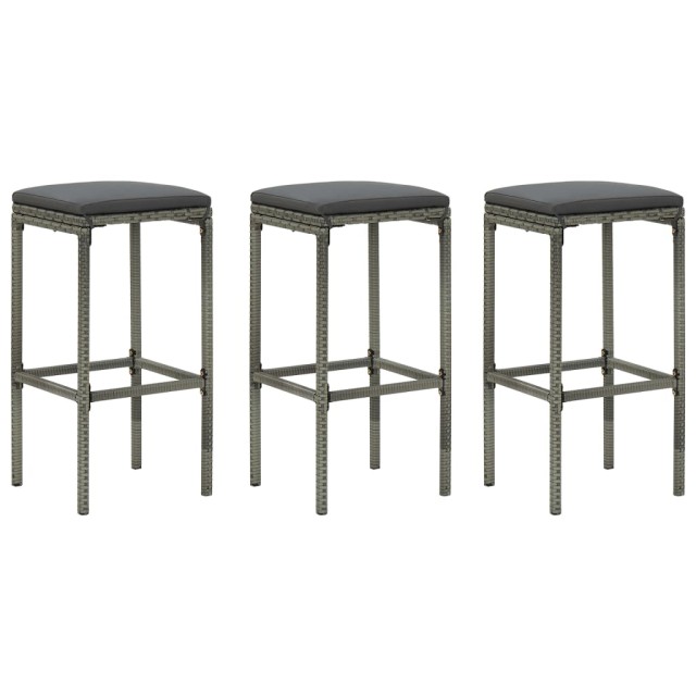 Ensemble de bar de jardin avec coussins 4 pcs Gris