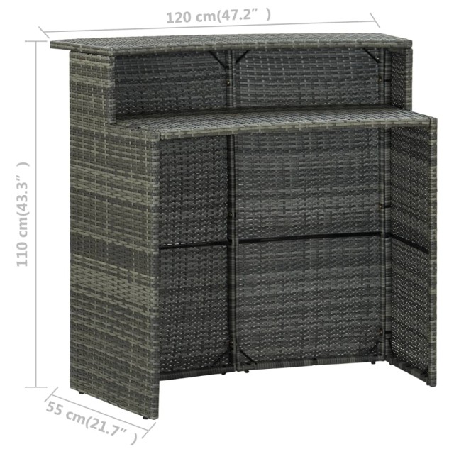 Ensemble de bar de jardin avec coussins 4 pcs Gris
