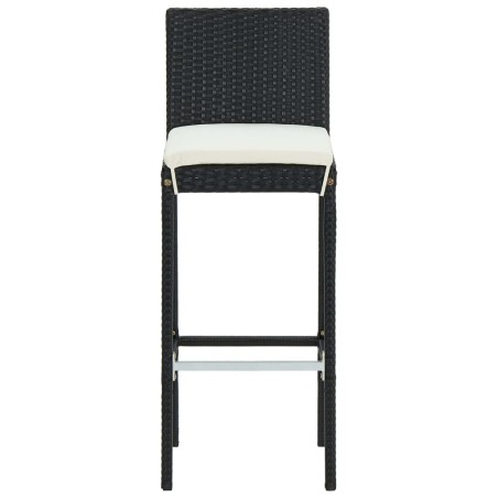 Ensemble de bar de jardin avec coussins 3 pcs Noir