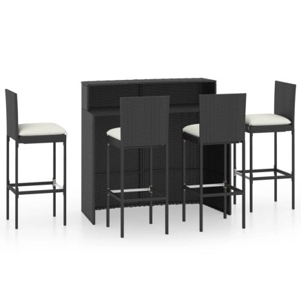 Ensemble de bar de jardin avec coussins 5 pcs Noir 2