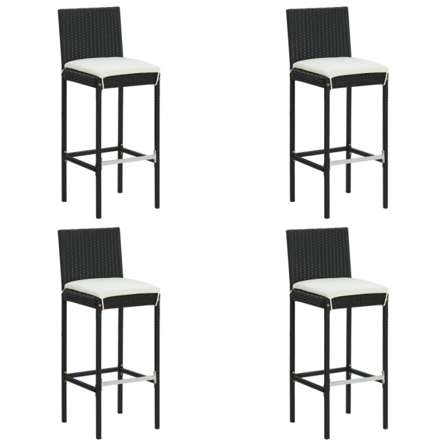 Ensemble de bar de jardin avec coussins 5 pcs Noir