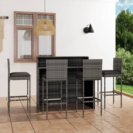 Ensemble de bar de jardin avec coussins 5 pcs Gris