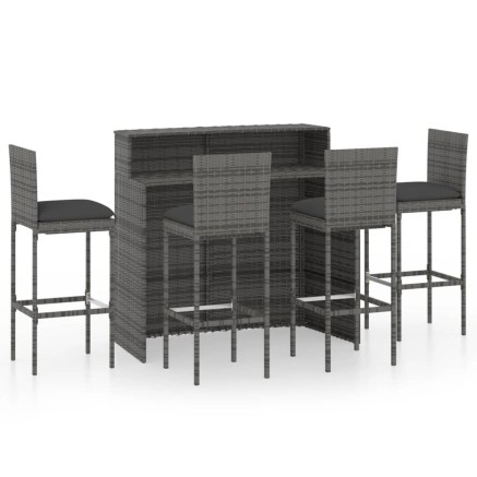 Ensemble de bar de jardin avec coussins 5 pcs Gris 2