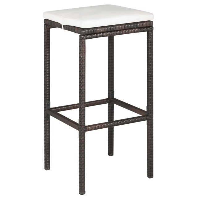 Ensemble de bar de jardin 5 pcs coussins Résine tressée Marron