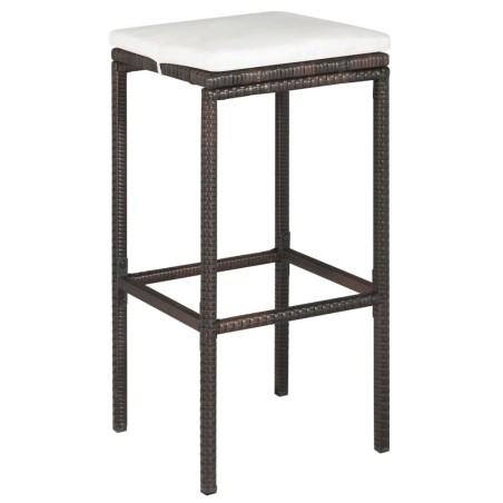 Ensemble de bar de jardin 5 pcs coussins Résine tressée Marron