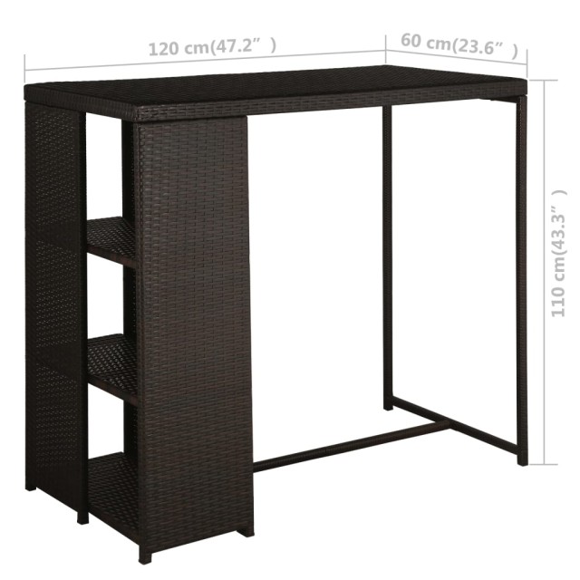 Ensemble de bar de jardin 5 pcs coussins Résine tressée Marron