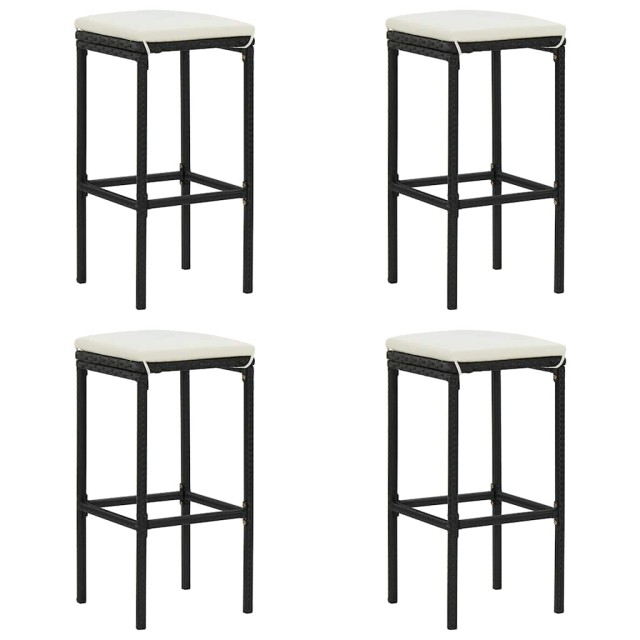 Ensemble de bar de jardin 5 pcs et coussins Résine tressée Noir