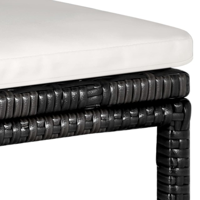 Ensemble de bar de jardin 5 pcs et coussins Résine tressée Noir