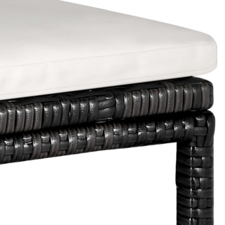 Ensemble de bar de jardin 5 pcs et coussins Résine tressée Noir