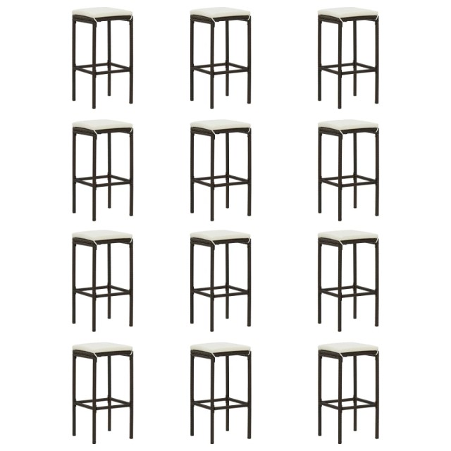 Ensemble de bar de jardin 16 pcs coussins Résine tressée Marron