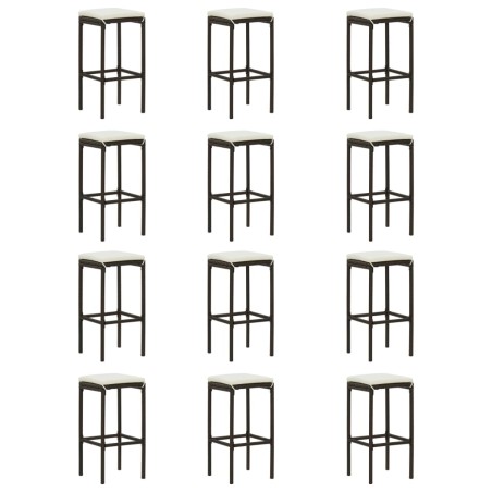 Ensemble de bar de jardin 16 pcs coussins Résine tressée Marron