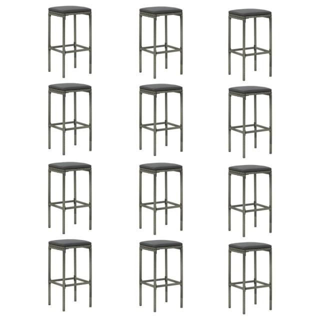 Meuble de bar de jardin 16 pcs et coussins Résine tressée Gris