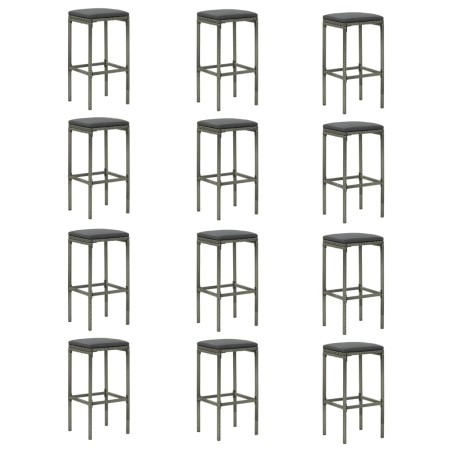 Meuble de bar de jardin 16 pcs et coussins Résine tressée Gris