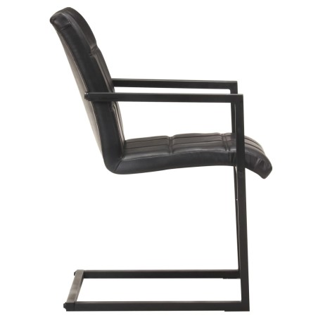 Chaises à manger cantilever lot de 4 noir cuir véritable