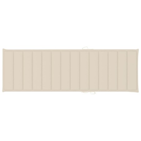 Chaise longue avec coussin crème Bois de pin imprégné