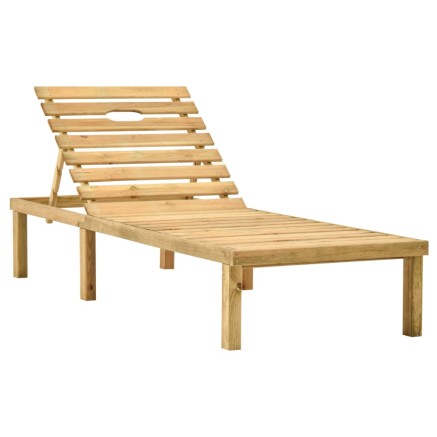 Chaise longue de jardin avec table et coussin Pin imprégné 2