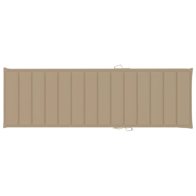 Chaise longue avec coussin beige Bois de pin imprégné