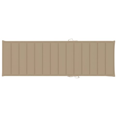 Chaise longue avec coussin beige Bois de pin imprégné
