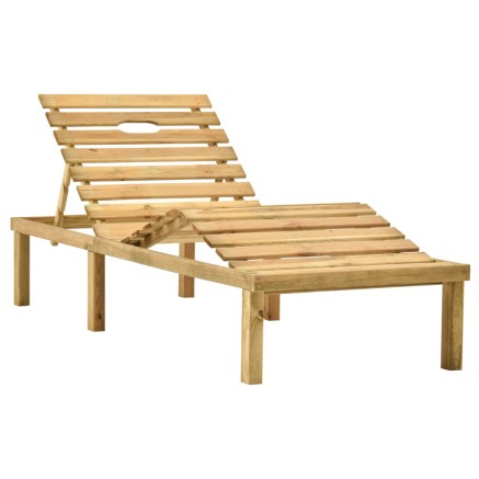 Chaise longue avec coussin noir Bois de pin imprégné 2