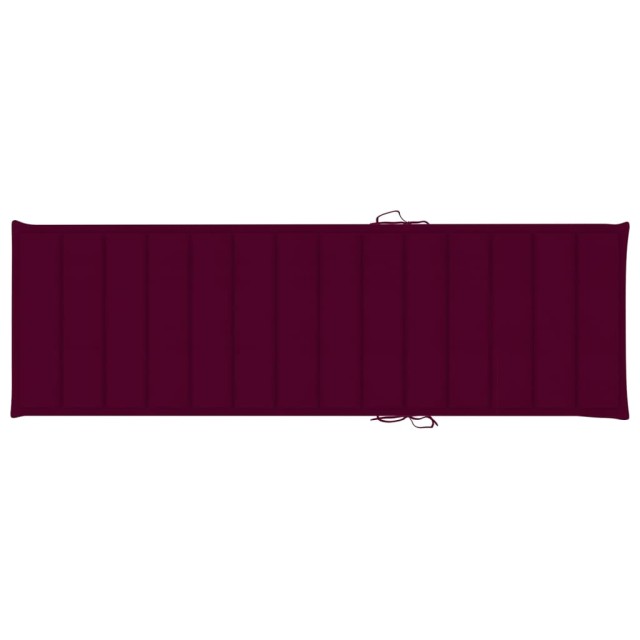 Chaise longue avec coussin bordeaux Bois de pin imprégné