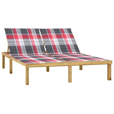 Chaise longue double avec coussins Bois de pin imprégné