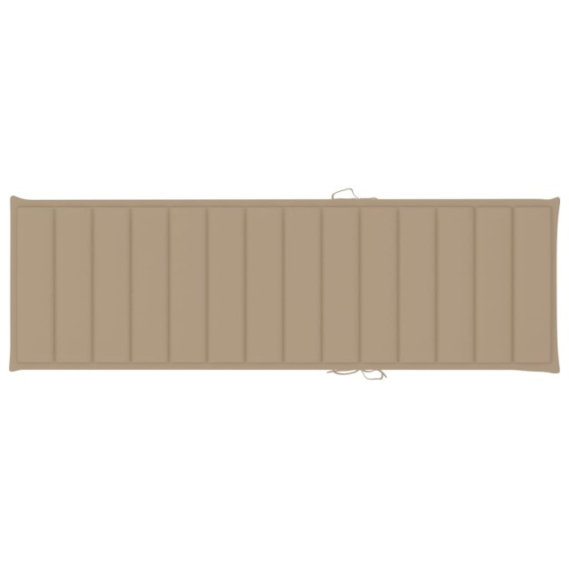 Chaise longue avec coussin beige Bois de pin imprégné