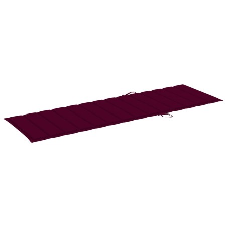 Chaise longue avec coussin bordeaux Bois de pin imprégné