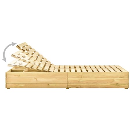 Chaise longue double et coussins gris Bois de pin imprégné