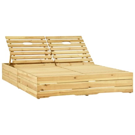 Chaise longue double et coussins vert vif Bois de pin imprégné 2