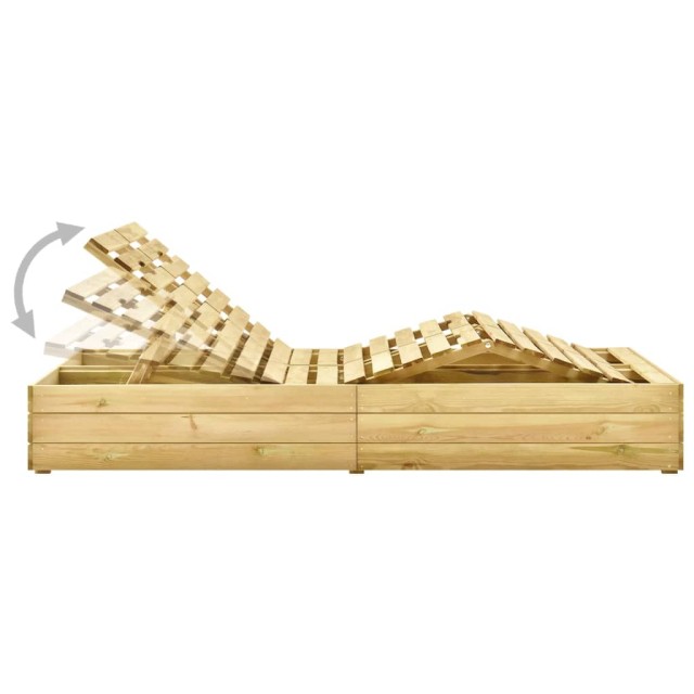 Chaise longue double et coussins vert Bois de pin imprégné