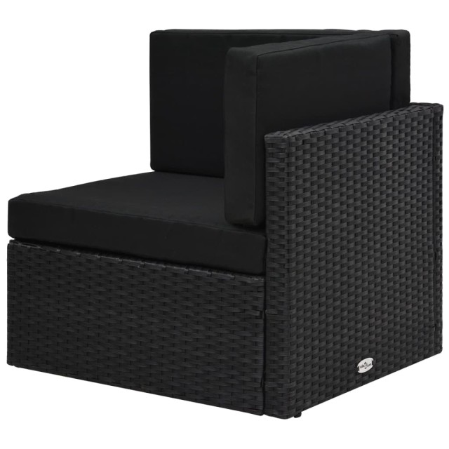 Salon de jardin 6 pcs avec coussins Noir Résine tressée