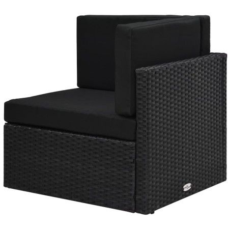 Salon de jardin 6 pcs avec coussins Noir Résine tressée