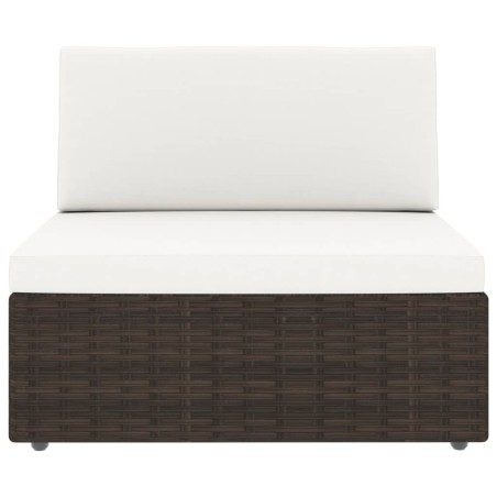 Salon de jardin 6 pcs avec coussins Marron Résine tressée