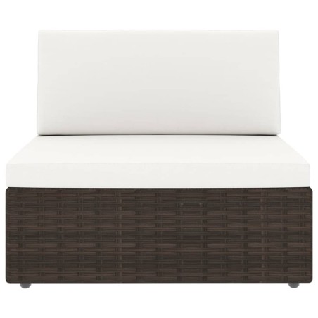 Salon de jardin 9 pcs avec coussins Marron Résine tressée