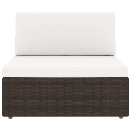 Salon de jardin 10 pcs avec coussins Marron Résine tressée