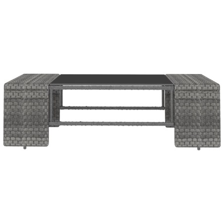 Salon de jardin 6 pcs avec coussins Gris Résine tressée