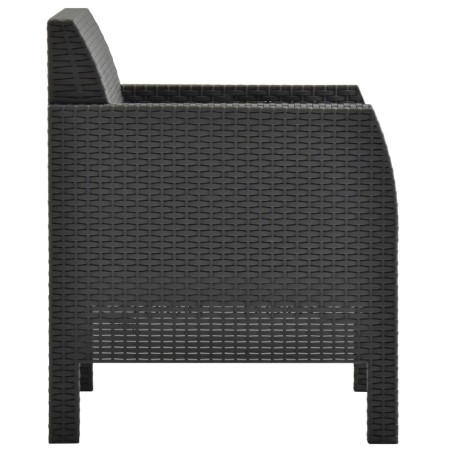 Salon de jardin 3 pcs avec coussins PP Rotin Anthracite