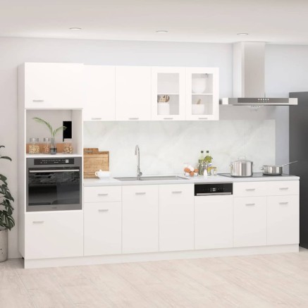 Ensemble de 7 meubles de cuisine "Lyon" en bois d'ingénierie blanc