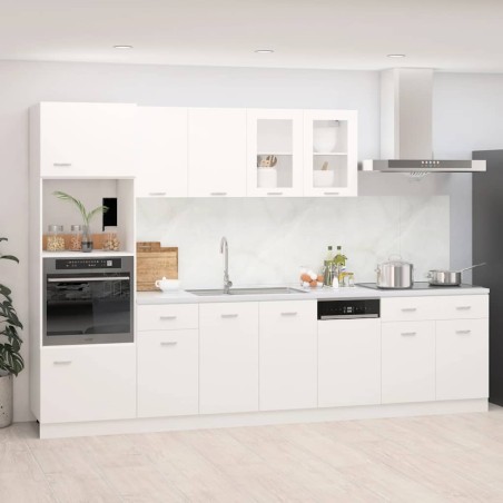 Ensemble de 7 meubles de cuisine "Lyon" en bois d'ingénierie blanc