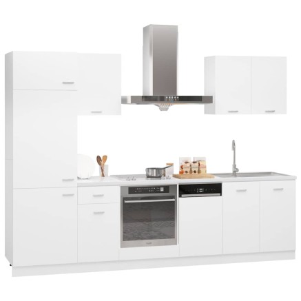 Ensemble de 7 meubles de cuisine "Lyon" en bois d'ingénierie blanc 2