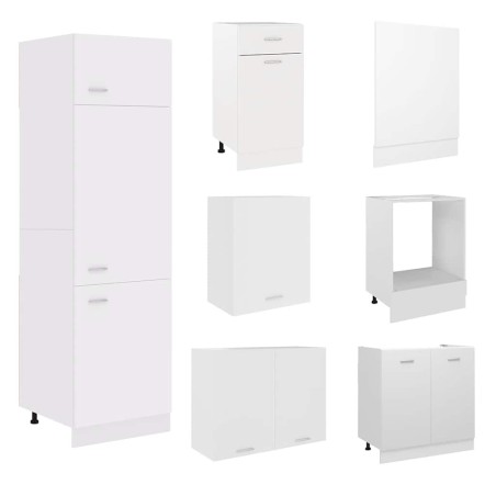 Ensemble de 7 meubles de cuisine "Lyon" en bois d'ingénierie blanc