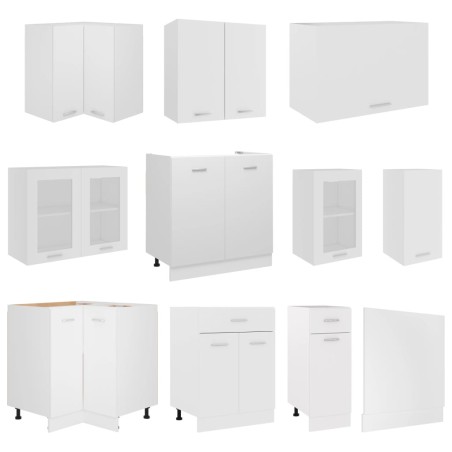 Ensemble de 11 meubles de cuisine "Lyon" en bois d'ingénierie blanc