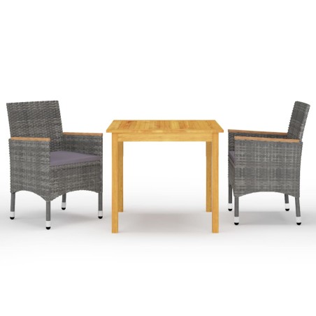 Ensemble à manger de jardin 3 pcs Gris