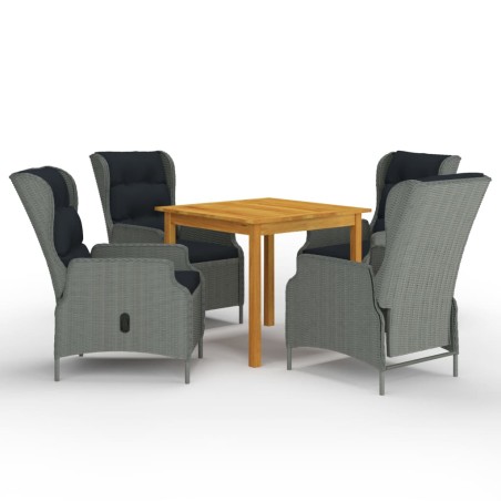 Ensemble à manger de jardin 5 pcs Gris clair