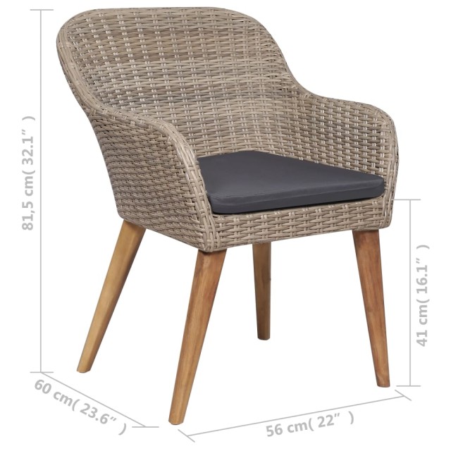 Ensemble à manger de jardin 5 pcs Marron