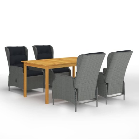 Ensemble à manger de jardin 5 pcs Gris clair