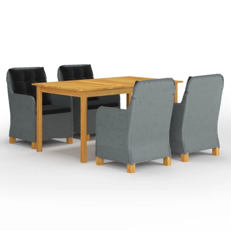 Ensemble à manger de jardin 5 pcs Gris clair